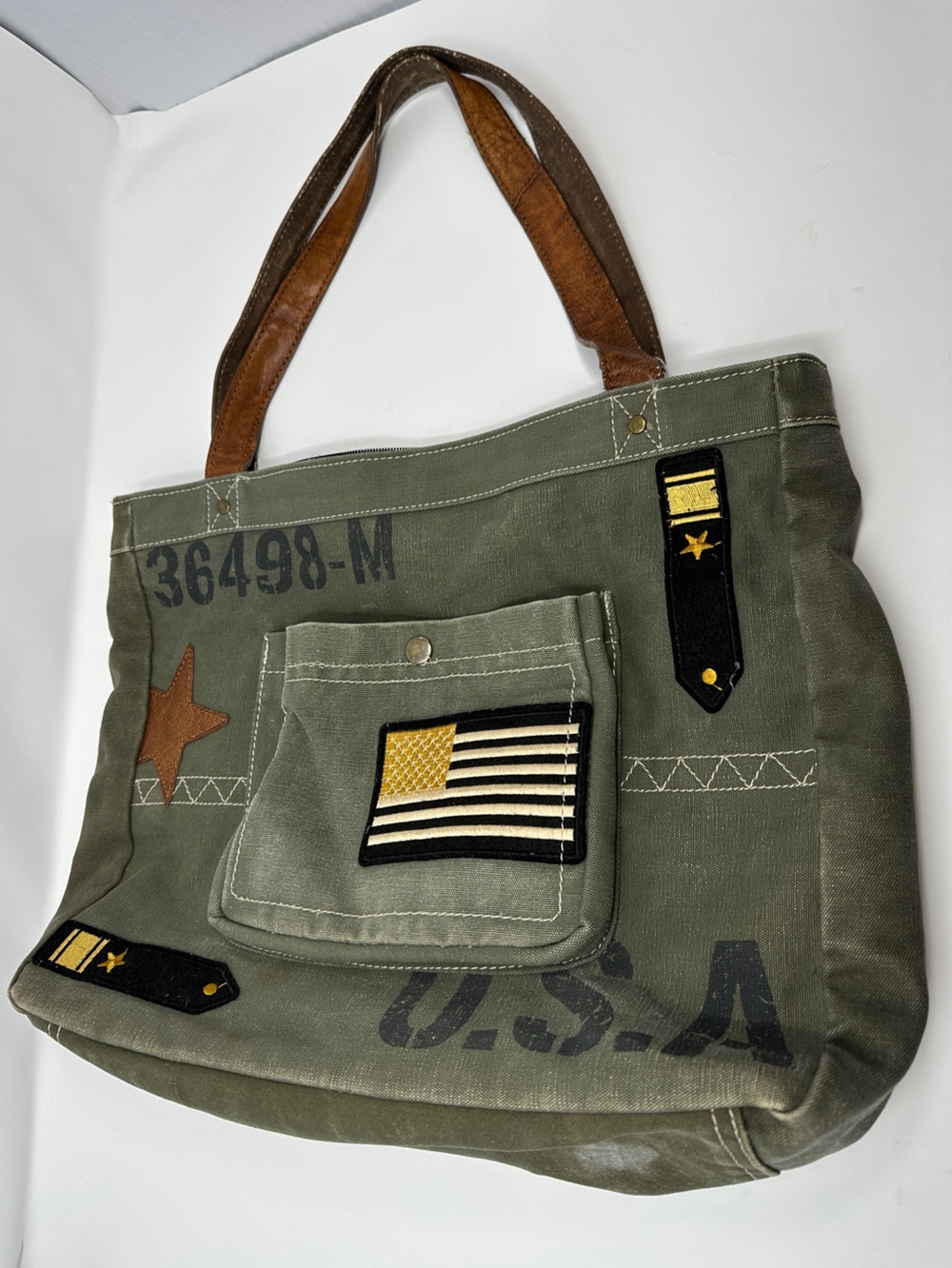 Mona B bag - Mona B tote - canvas tote military bag